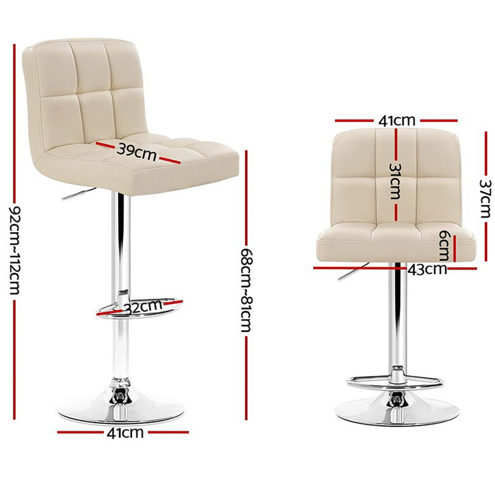 Layla (Set of 4) PU Leather Bar Stools - Beige - Homecoze