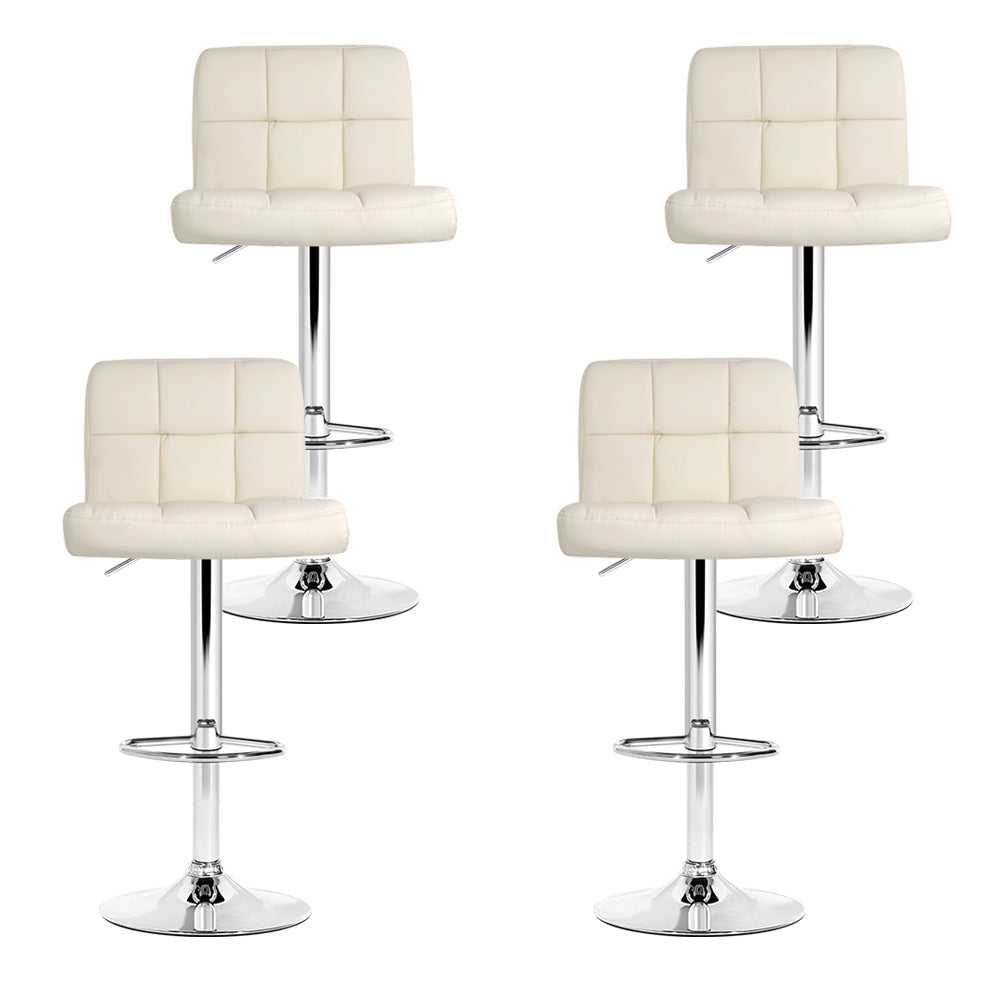 Layla (Set of 4) PU Leather Bar Stools - Beige - Homecoze