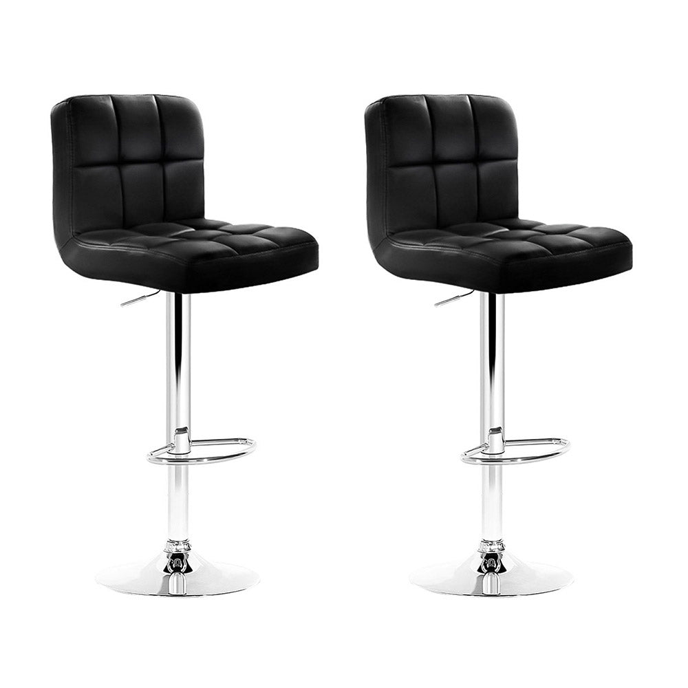 Layla (Set of 2) PU Leather Bar Stools - Black - Homecoze