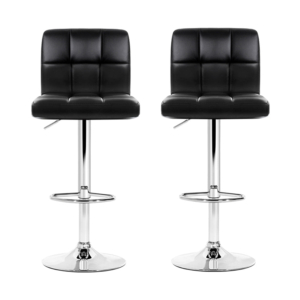 Layla (Set of 2) PU Leather Bar Stools - Black - Homecoze