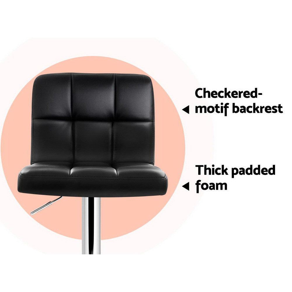 Layla (Set of 2) PU Leather Bar Stools - Black - Homecoze