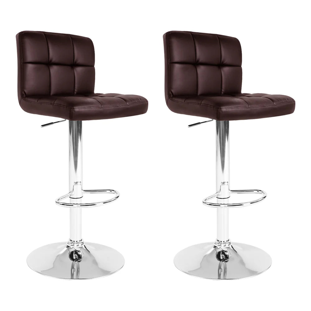Layla (Set of 2) PU Leather Bar Stools - Chocolate