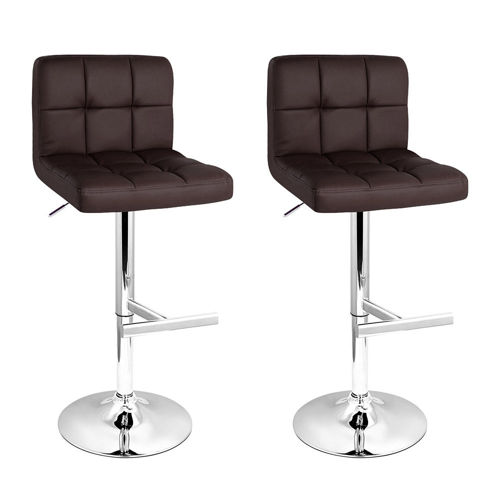 Layla (Set of 2) PU Leather Bar Stools - Chocolate - Homecoze