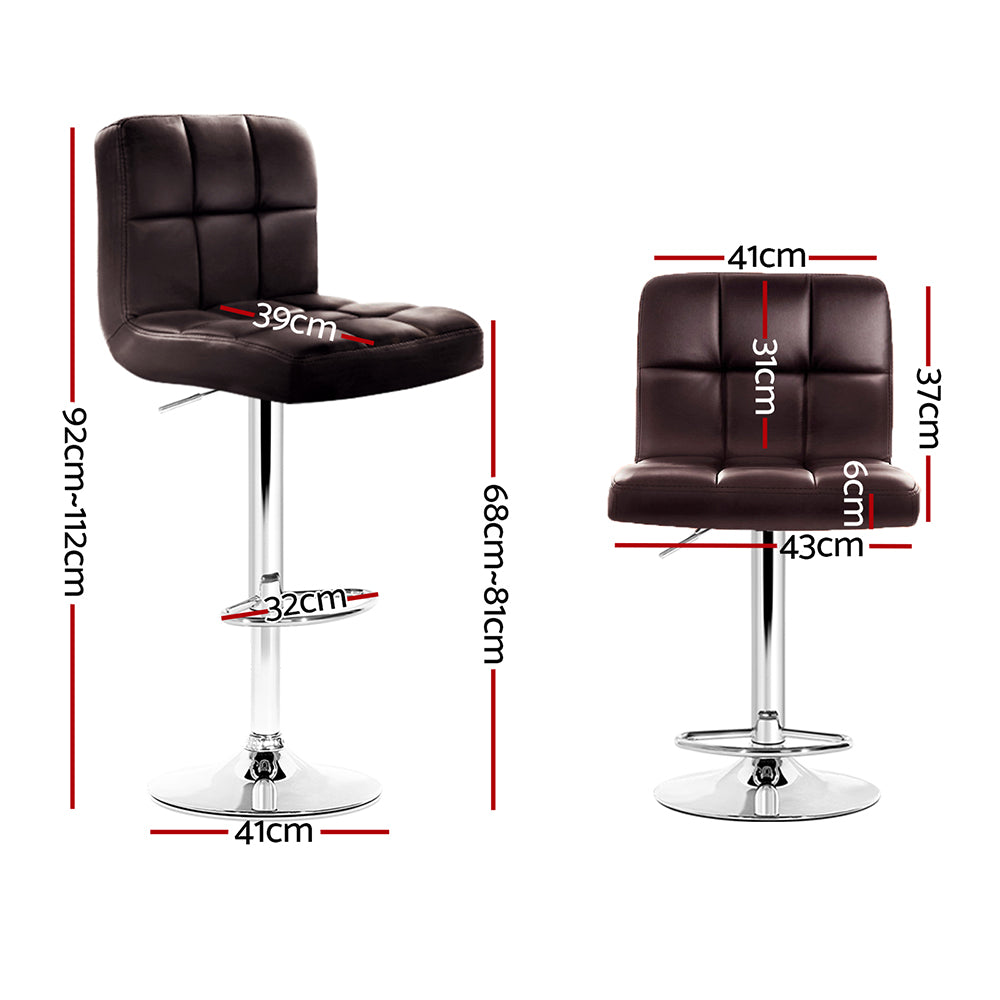 Layla (Set of 2) PU Leather Bar Stools - Chocolate - Homecoze