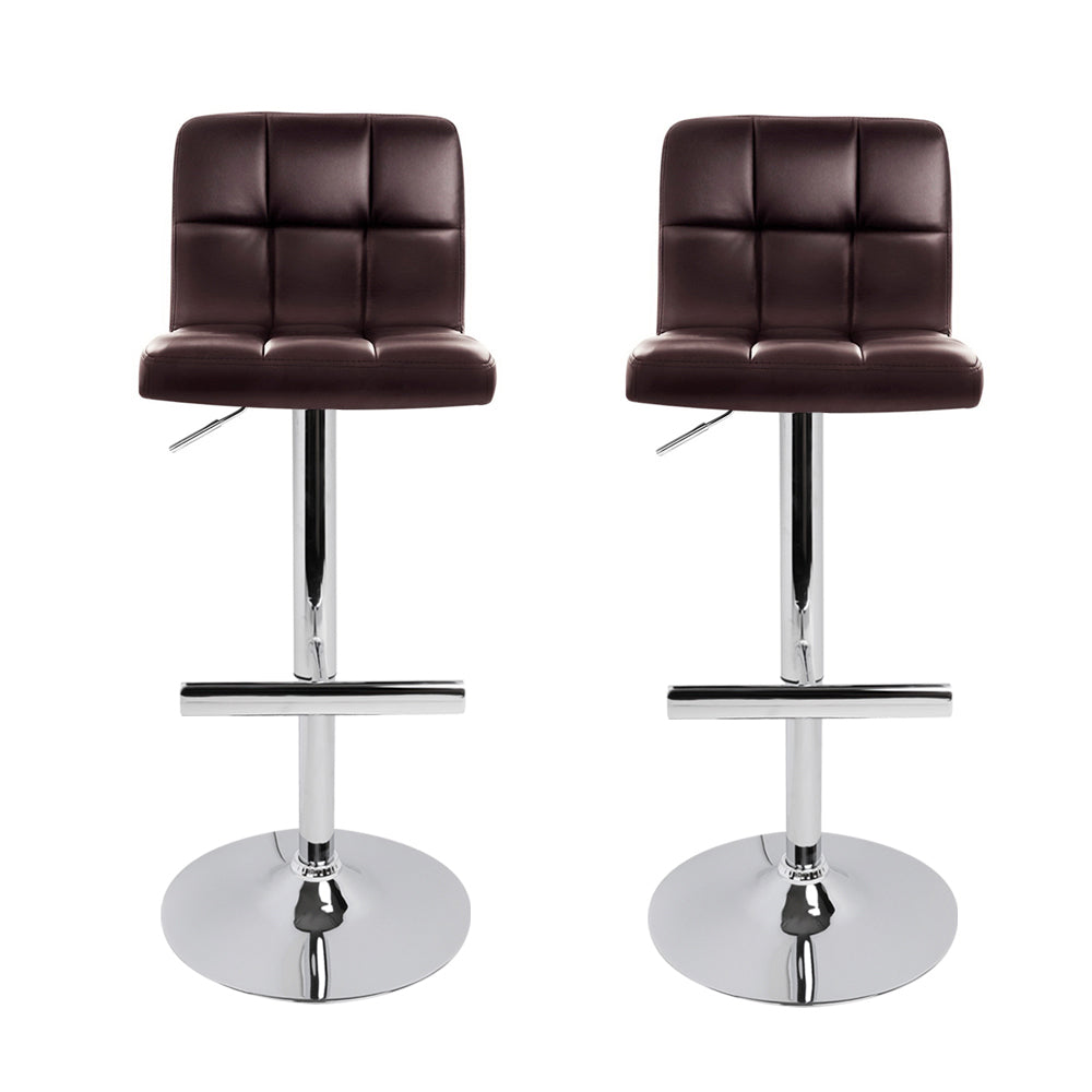 Layla (Set of 2) PU Leather Bar Stools - Chocolate - Homecoze
