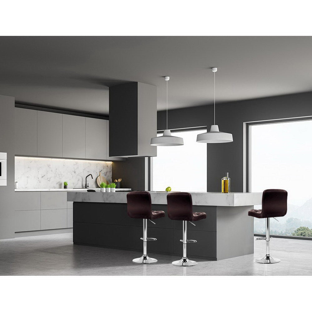 Layla (Set of 2) PU Leather Bar Stools - Chocolate - Homecoze