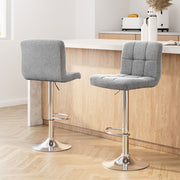 Layla (Set of 2) Linen Bar Stools - Grey - Homecoze