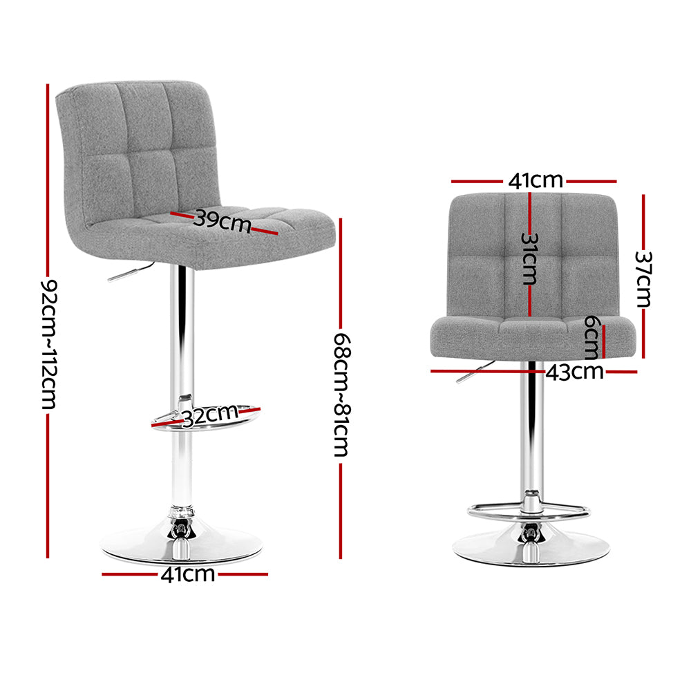 Layla (Set of 2) Linen Bar Stools - Grey - Homecoze