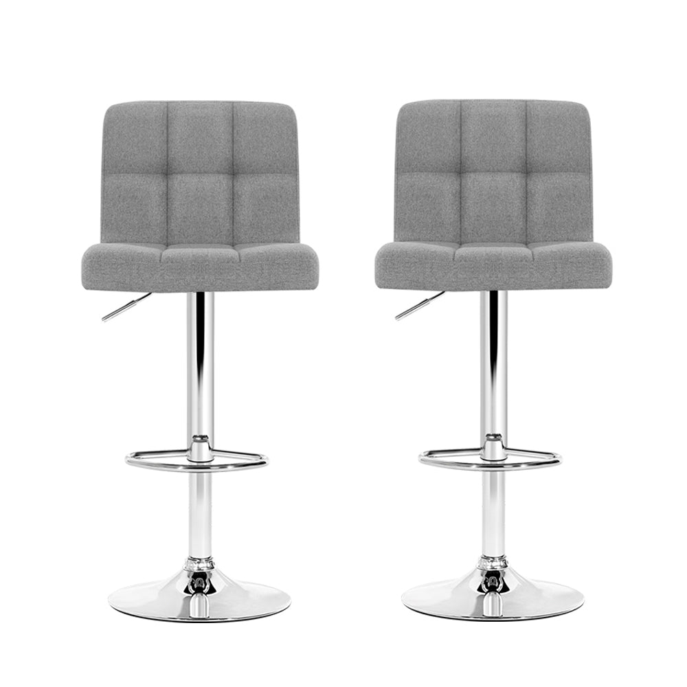 Layla (Set of 2) Linen Bar Stools - Grey - Homecoze