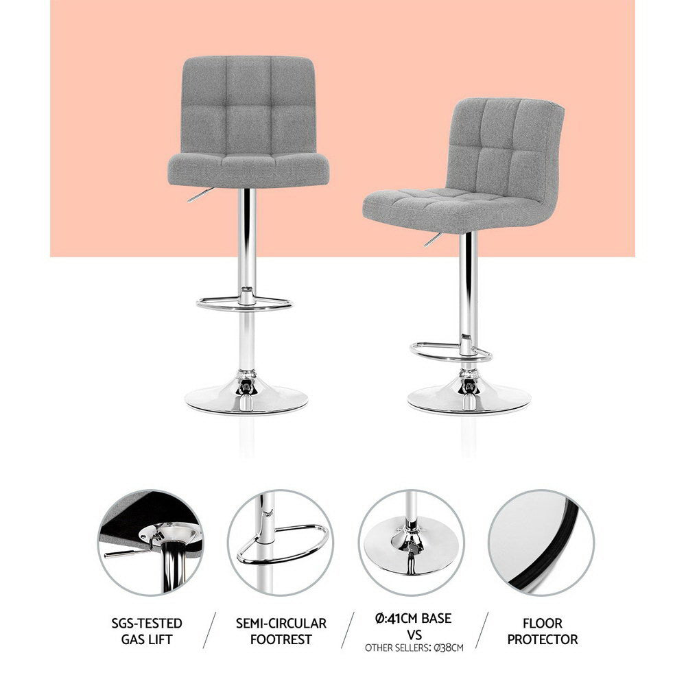 Layla (Set of 2) Linen Bar Stools - Grey - Homecoze