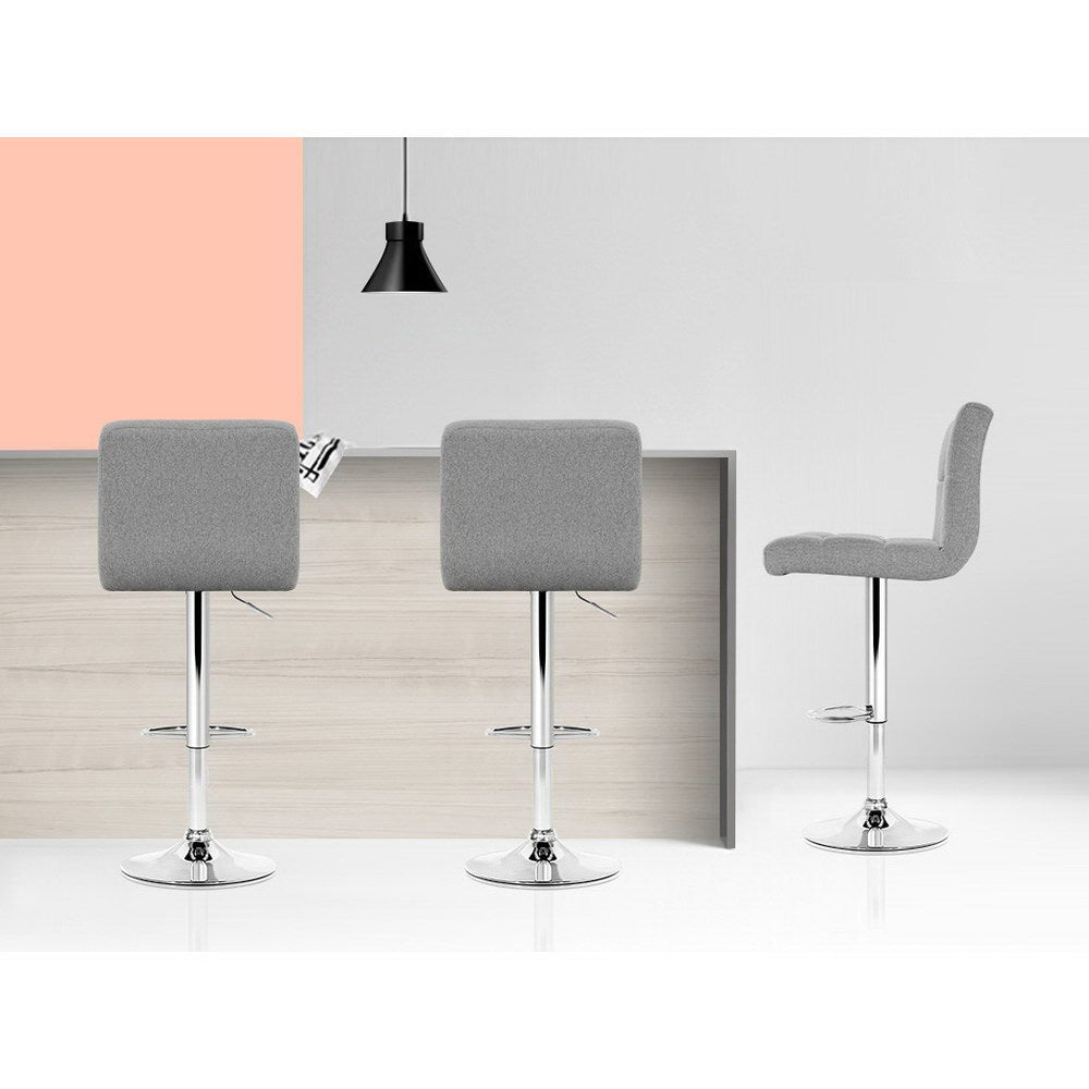 Layla (Set of 2) Linen Bar Stools - Grey - Homecoze