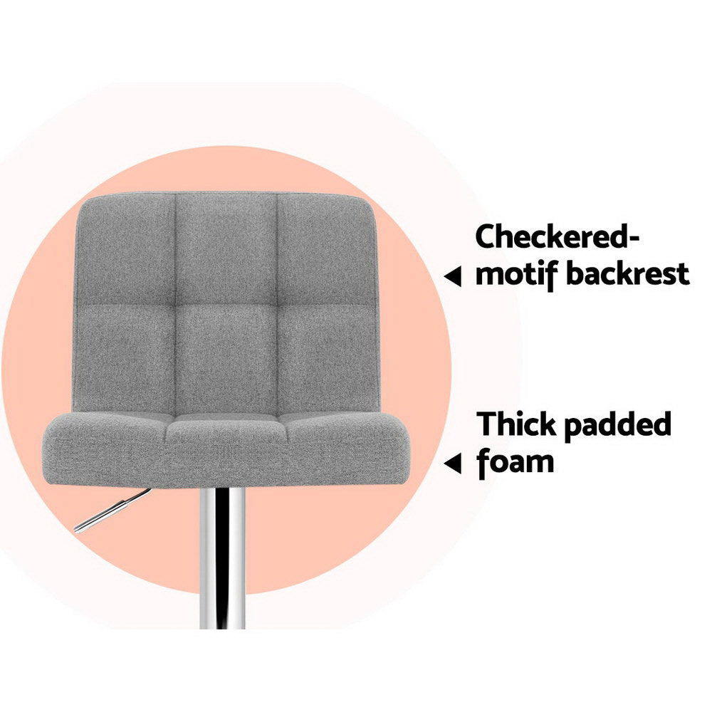 Layla (Set of 2) Linen Bar Stools - Grey - Homecoze