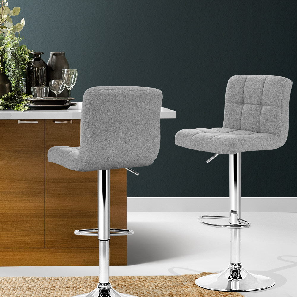 Layla (Set of 2) Linen Bar Stools - Grey - Homecoze