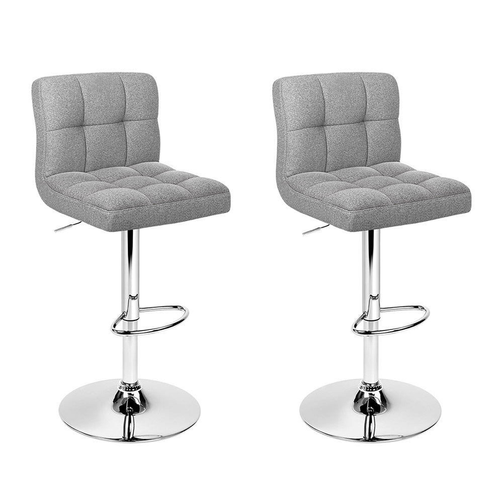 Layla (Set of 2) Linen Bar Stools - Grey - Homecoze