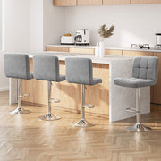 Layla (Set of 4) Linen Bar Stools - Grey - Homecoze