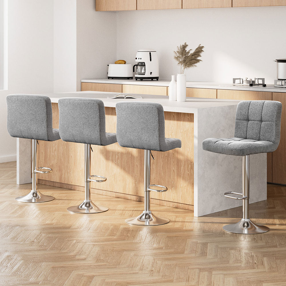Layla (Set of 4) Linen Bar Stools - Grey - Homecoze