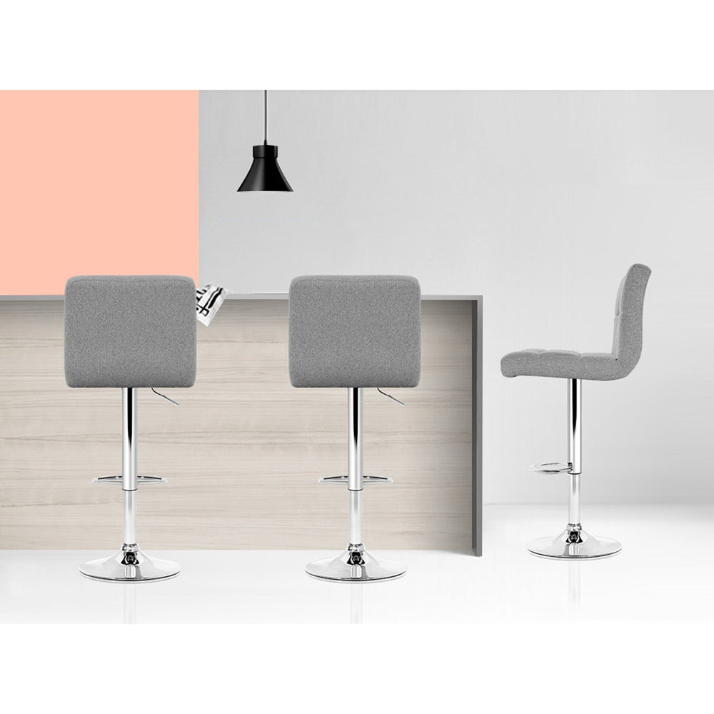 Layla (Set of 4) Linen Bar Stools - Grey - Homecoze
