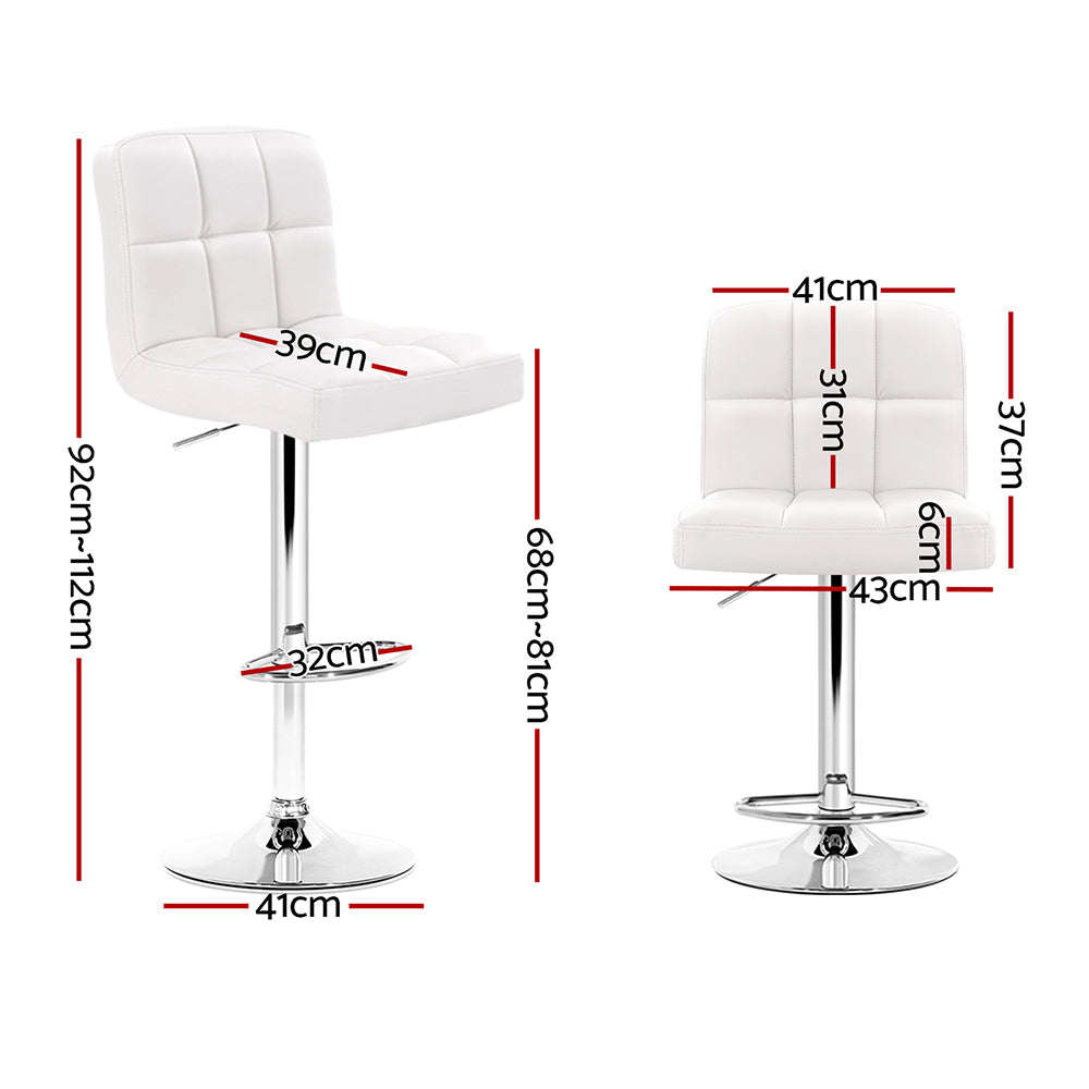 Layla (Set of 2) PU Leather Bar Stools - White - Homecoze
