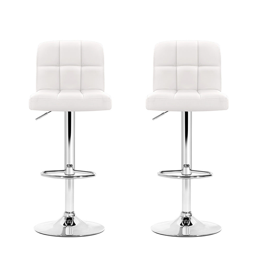 Layla (Set of 2) PU Leather Bar Stools - White - Homecoze