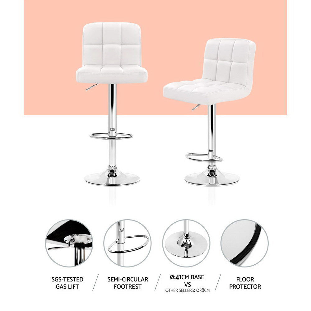Layla (Set of 2) PU Leather Bar Stools - White - Homecoze