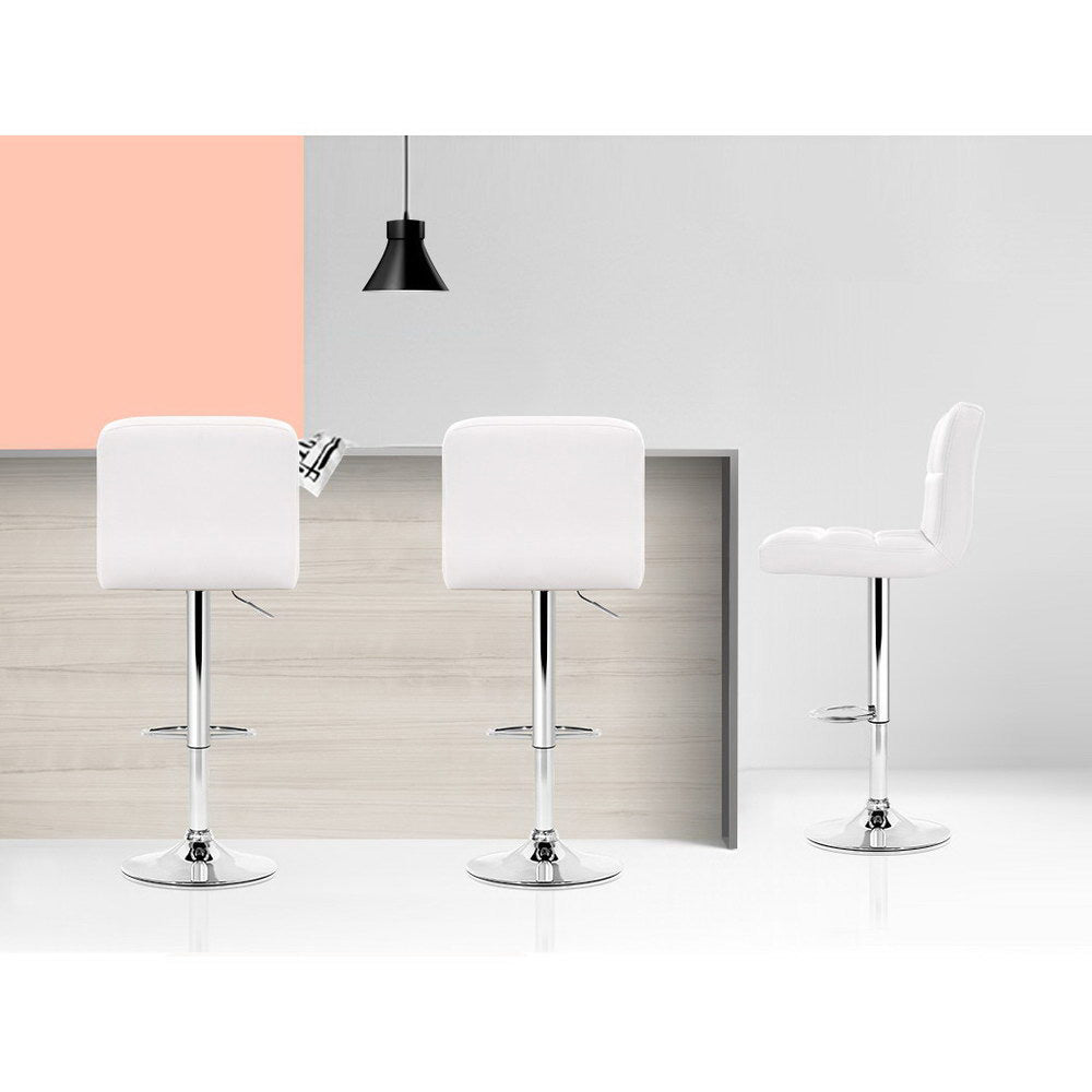 Layla (Set of 2) PU Leather Bar Stools - White - Homecoze