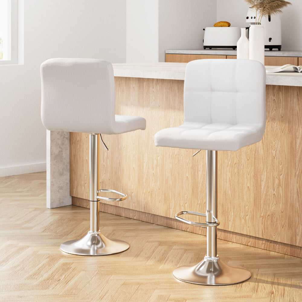 Layla (Set of 2) PU Leather Bar Stools - White - Homecoze