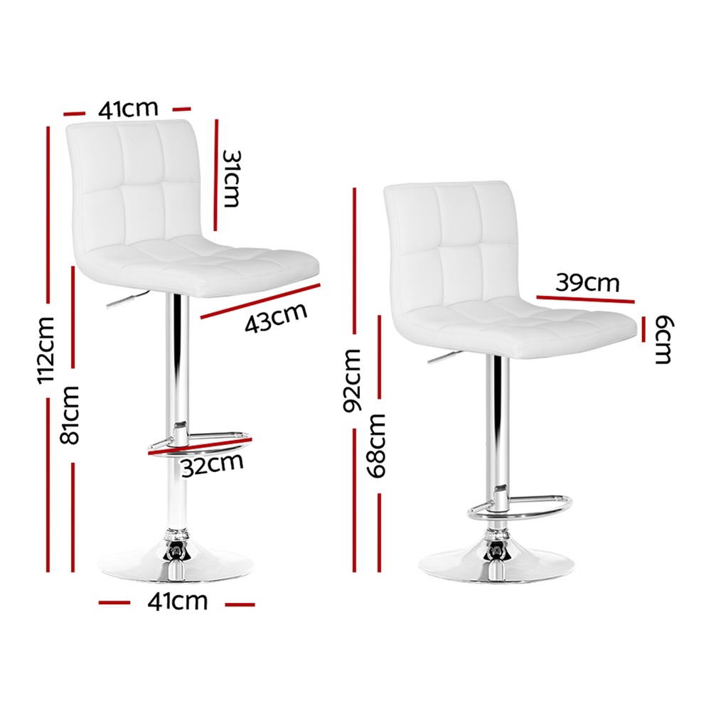Layla (Set of 4) PU Leather Bar Stools - White - Homecoze