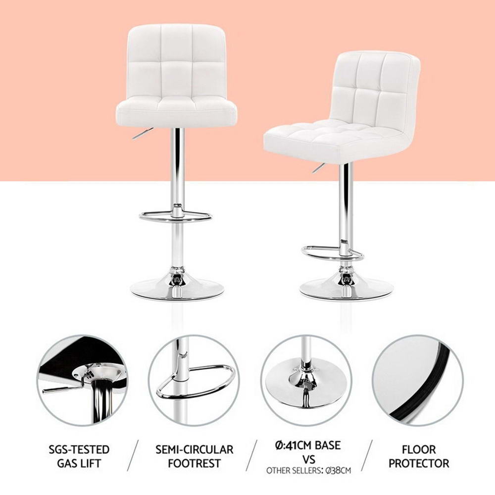 Layla (Set of 4) PU Leather Bar Stools - White - Homecoze