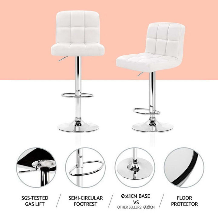Layla (Set of 4) PU Leather Bar Stools - White - Homecoze