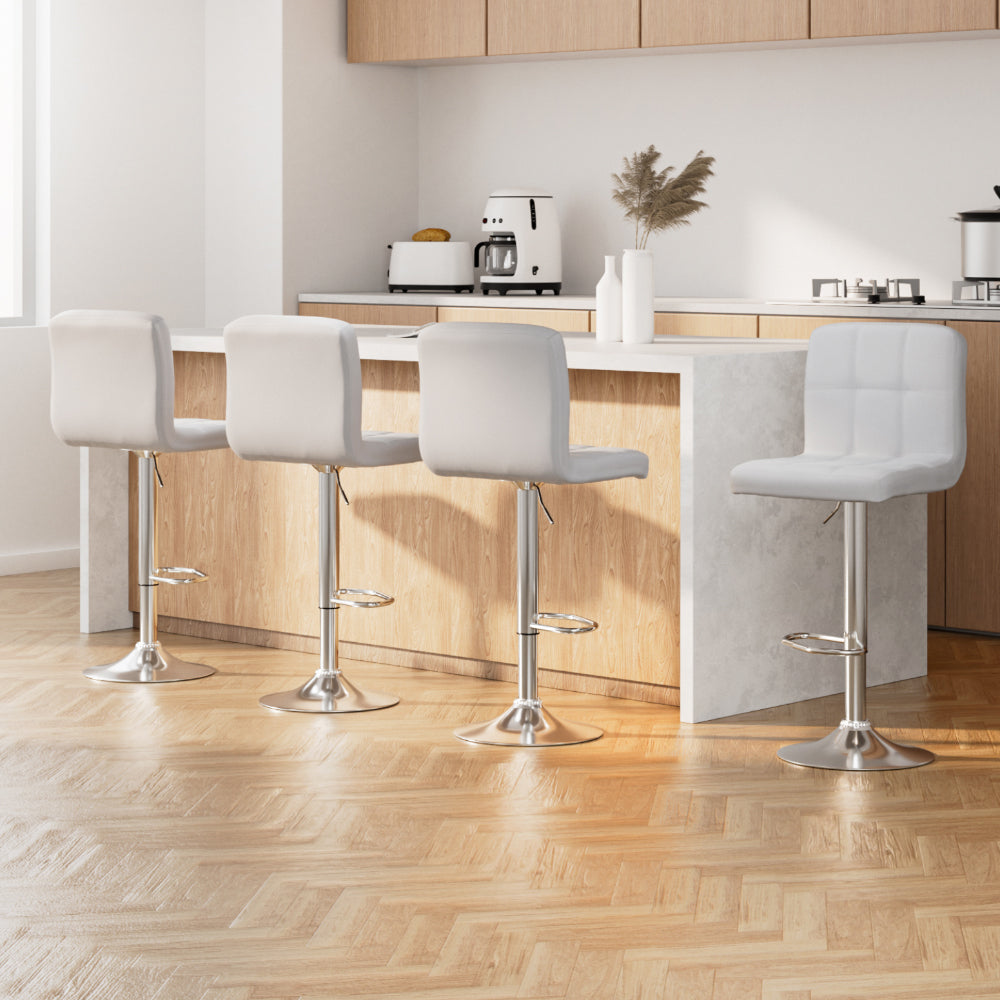 Layla (Set of 4) PU Leather Bar Stools - White - Homecoze