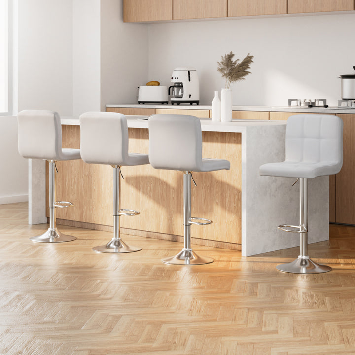 Layla (Set of 4) PU Leather Bar Stools - White - Homecoze