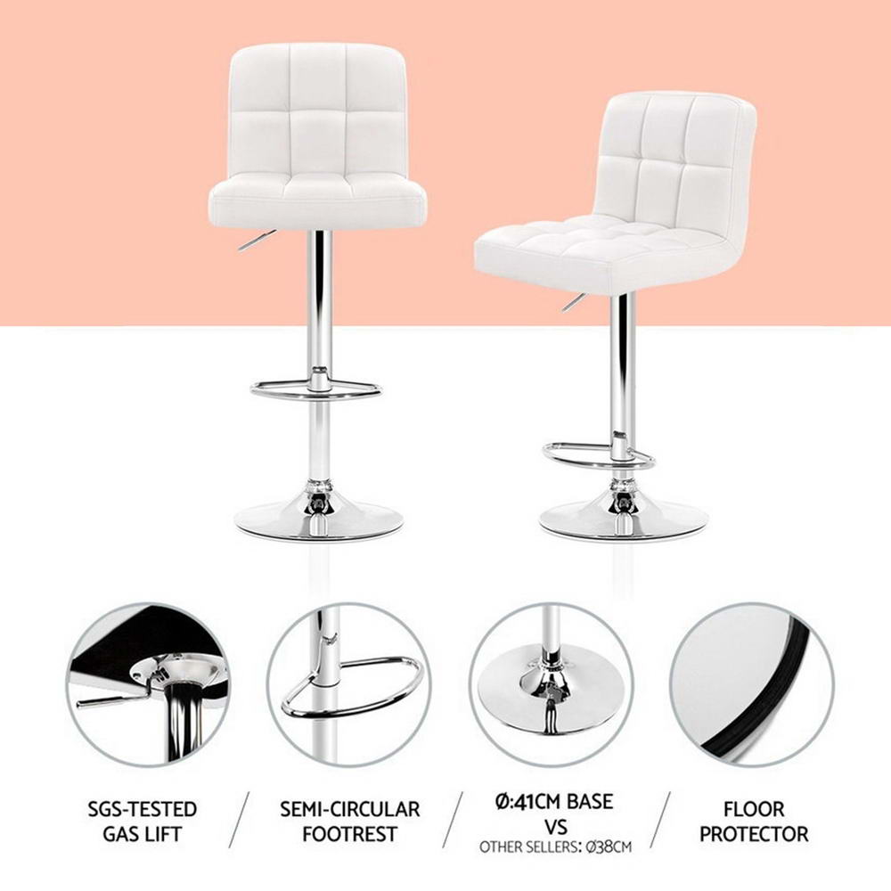 Layla (Set of 2) PU Leather Bar Stools - White