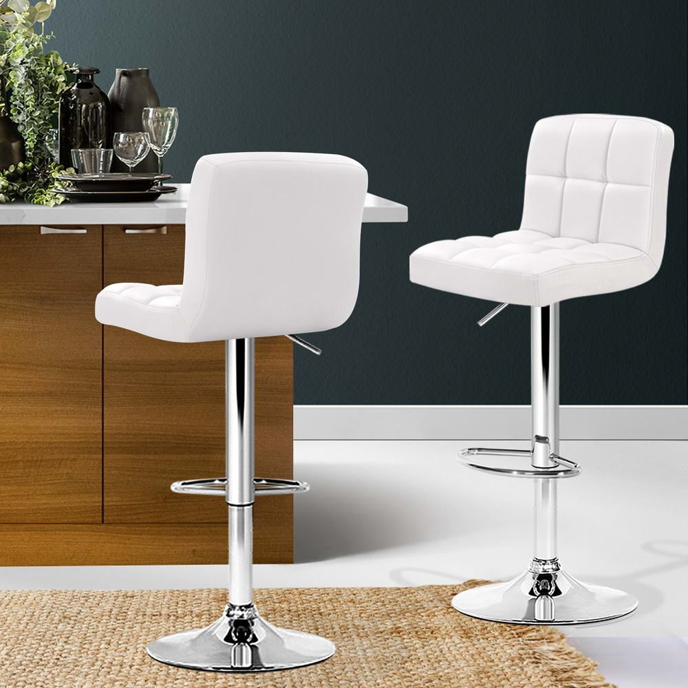 Layla (Set of 2) PU Leather Bar Stools - White