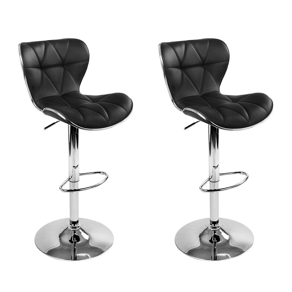 Remi (Set of 2) PU Leather Bar Stools - Black - Homecoze