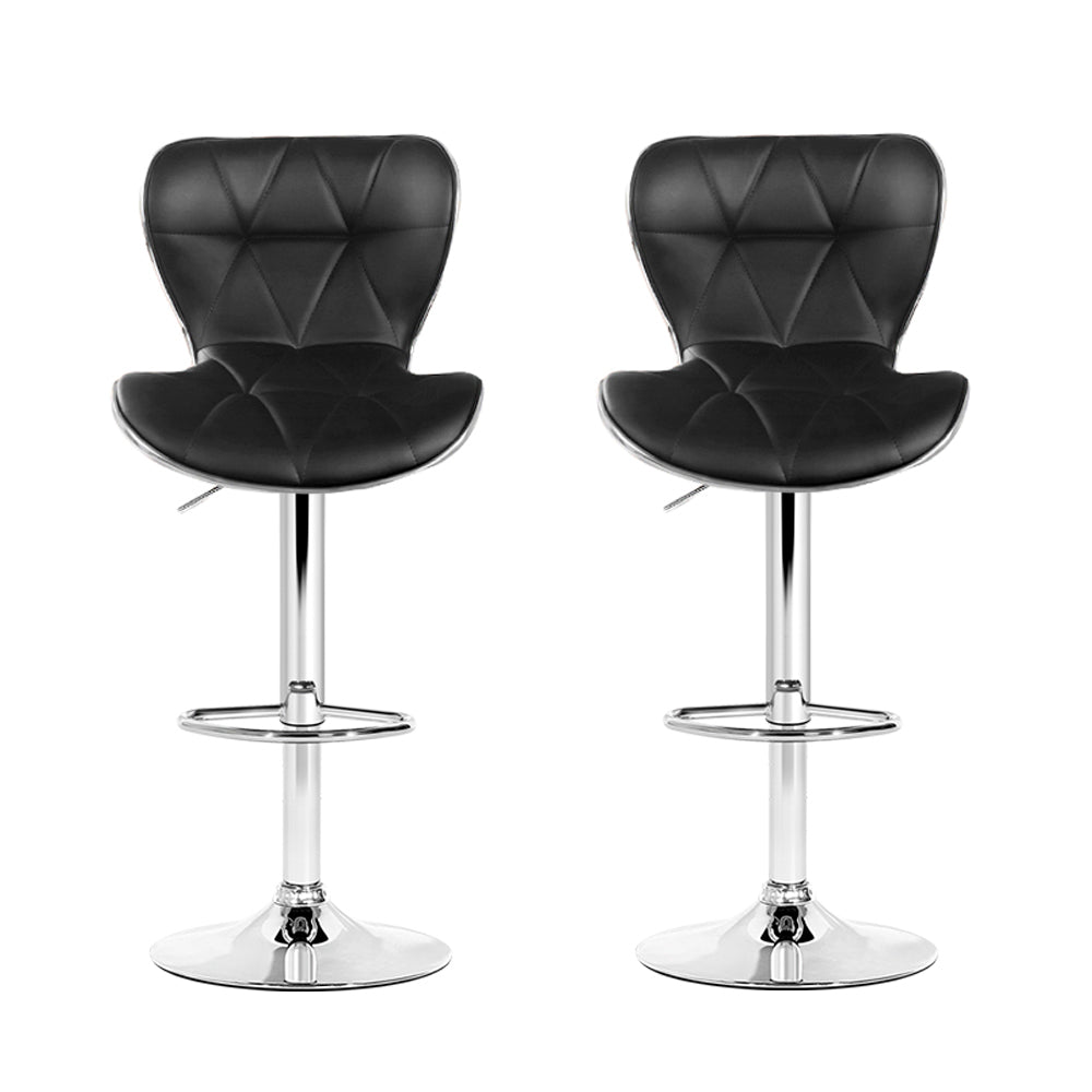 Remi (Set of 2) PU Leather Bar Stools - Black - Homecoze