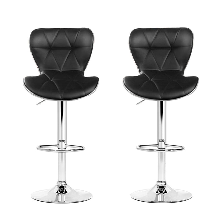 Remi (Set of 2) PU Leather Bar Stools - Black - Homecoze