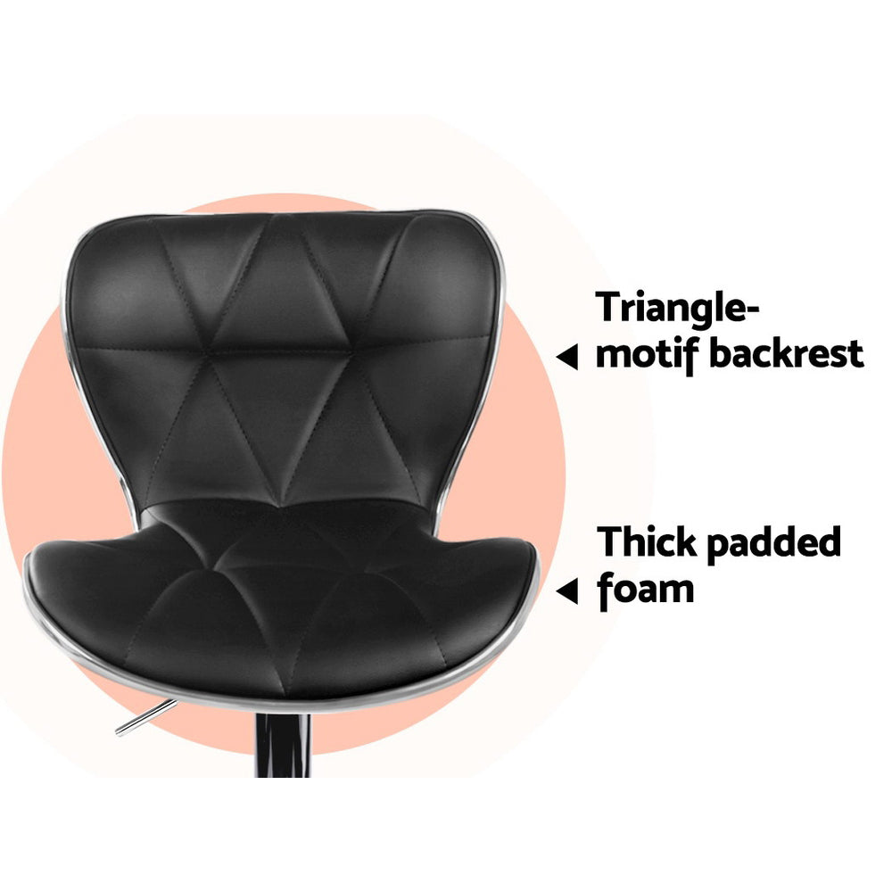 Remi (Set of 2) PU Leather Bar Stools - Black - Homecoze
