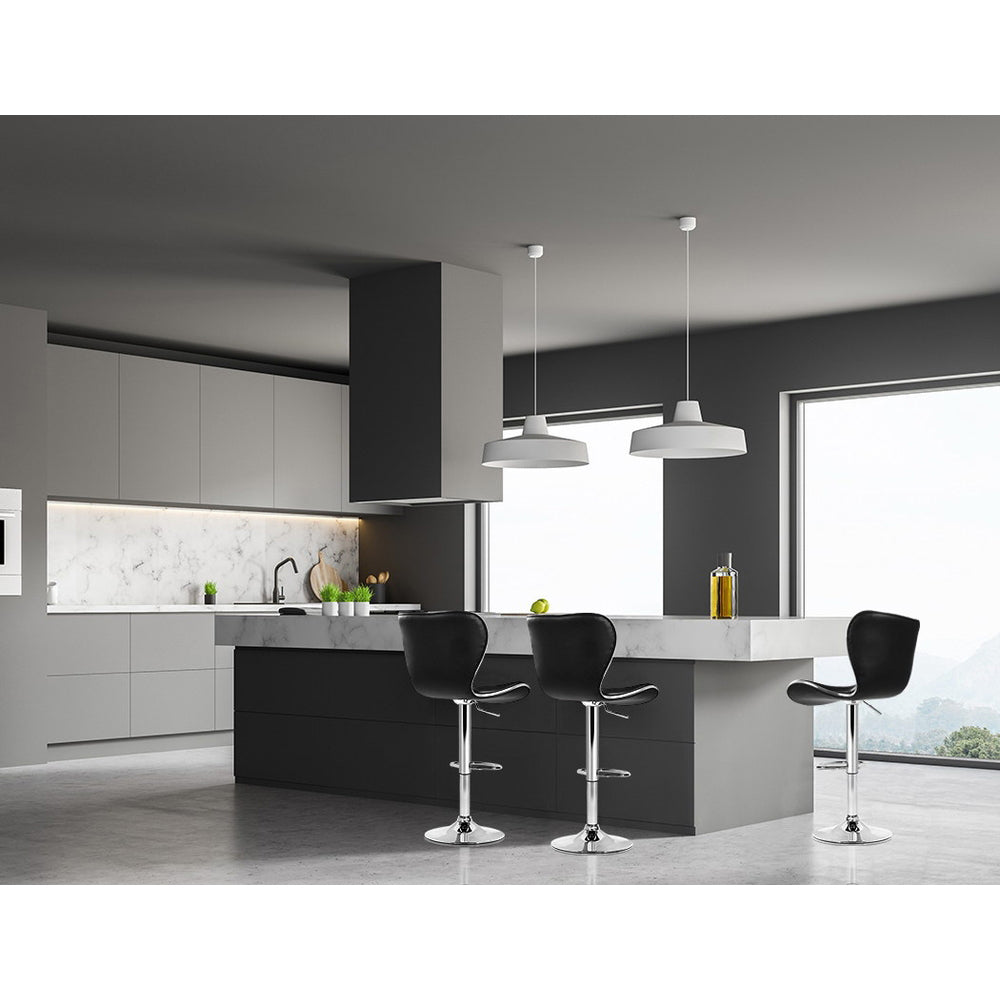 Remi (Set of 2) PU Leather Bar Stools - Black - Homecoze