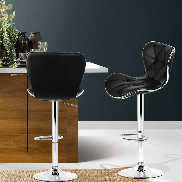 Remi (Set of 2) PU Leather Bar Stools - Black - Homecoze