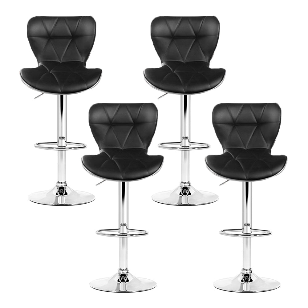 Remi (Set of 4) PU Leather Bar Stools - Black - Homecoze