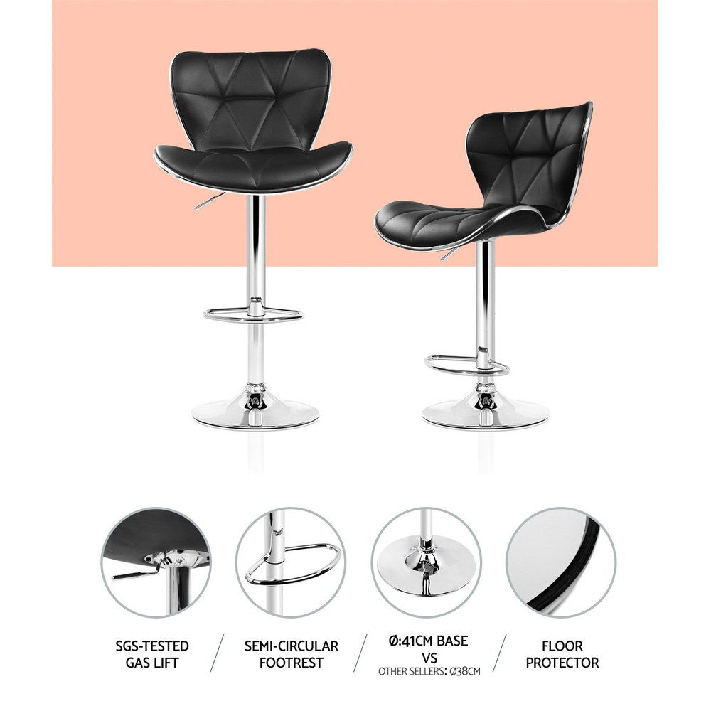 Remi (Set of 4) PU Leather Bar Stools - Black - Homecoze
