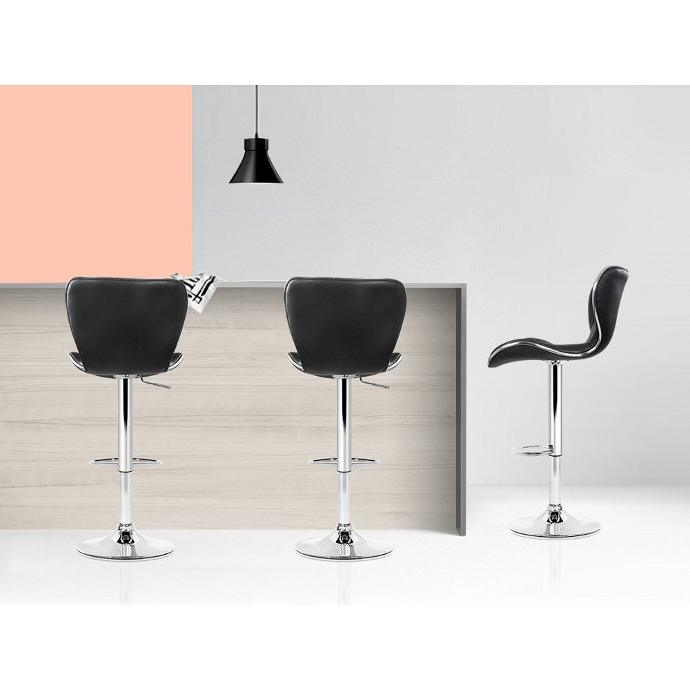 Remi (Set of 4) PU Leather Bar Stools - Black - Homecoze