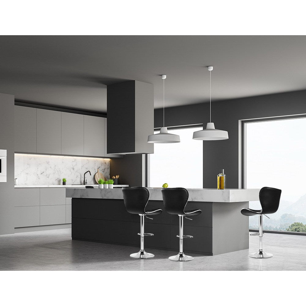 Remi (Set of 4) PU Leather Bar Stools - Black - Homecoze