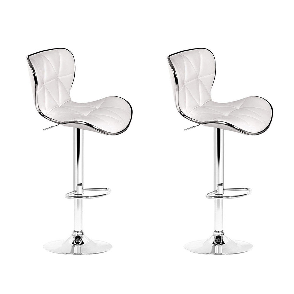 Remi (Set of 2) PU Leather Bar Stools - White - Homecoze