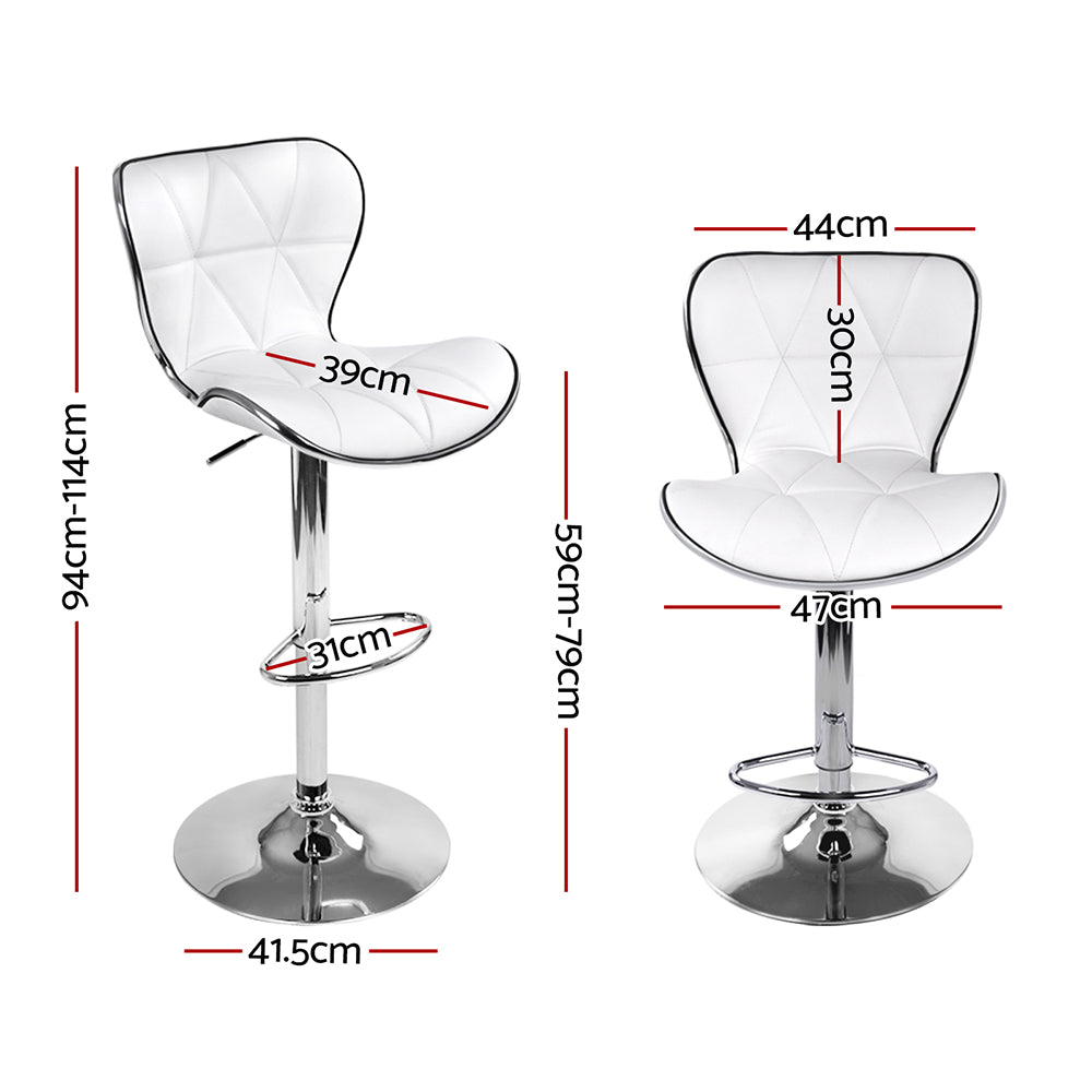 Remi (Set of 2) PU Leather Bar Stools - White - Homecoze