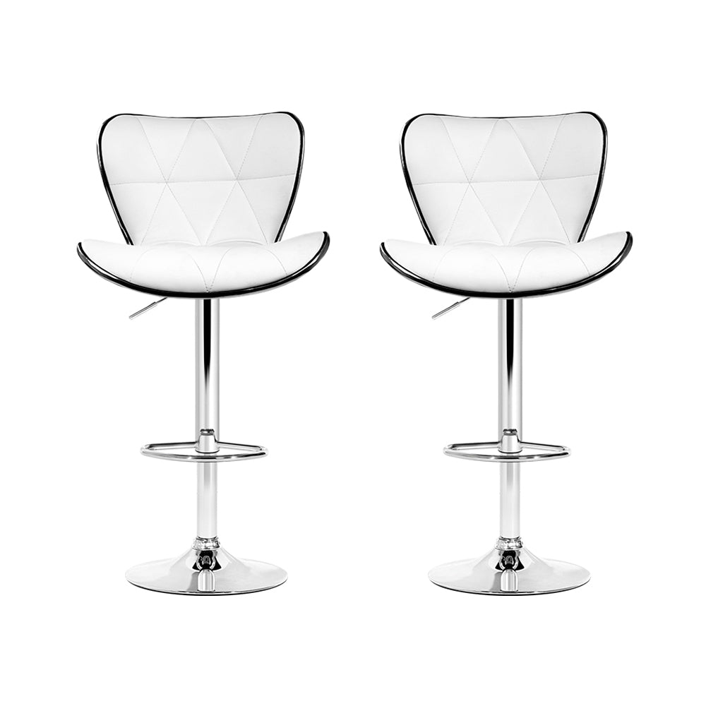Remi (Set of 2) PU Leather Bar Stools - White - Homecoze