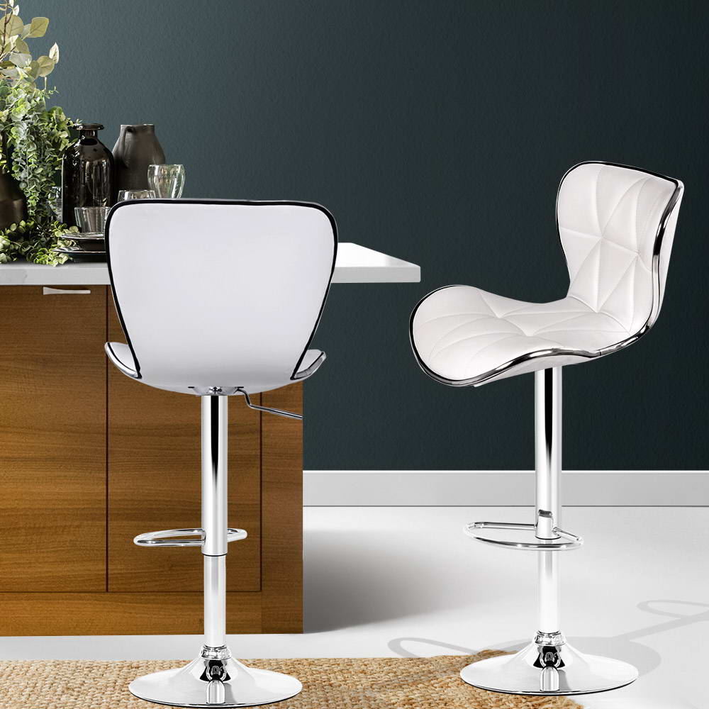 Remi (Set of 2) PU Leather Bar Stools - White - Homecoze