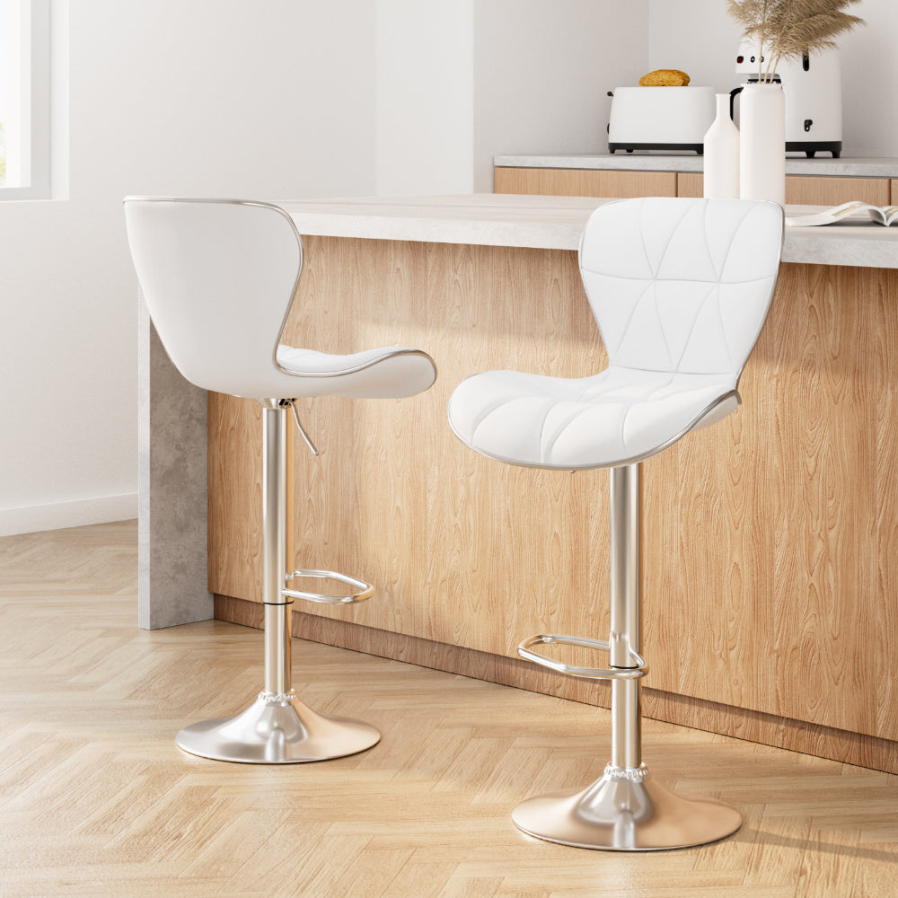 Remi (Set of 2) PU Leather Bar Stools - White - Homecoze