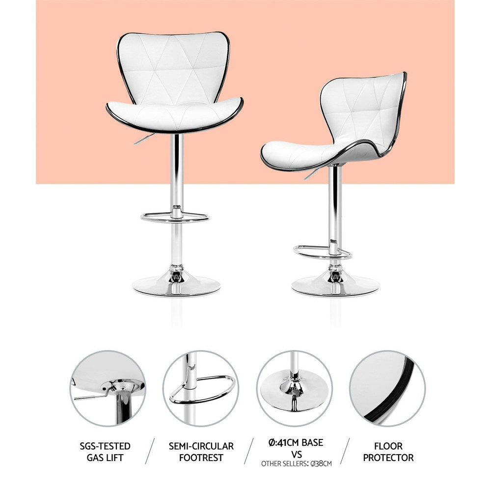 Remi (Set of 4) PU Leather Bar Stools - White - Homecoze