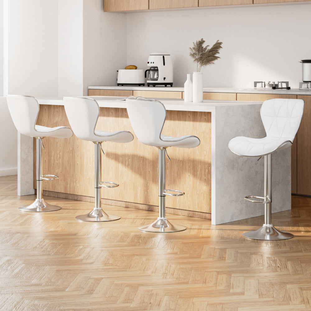 Remi (Set of 4) PU Leather Bar Stools - White - Homecoze